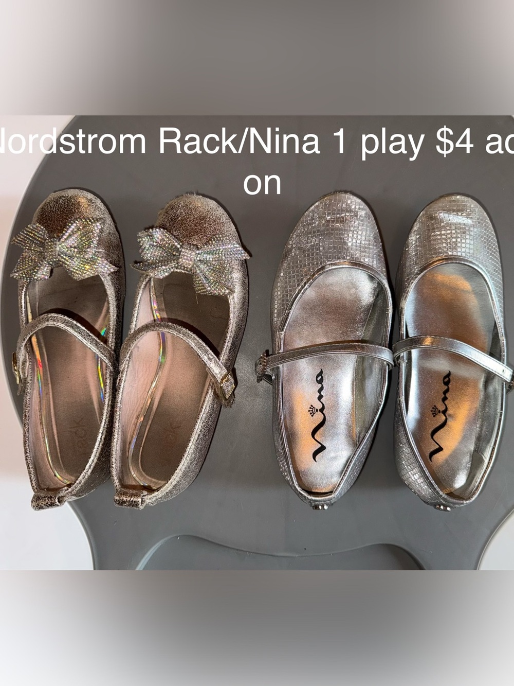 Nina, Nordstrom Rack Girls Metallic Mary Jane Dress Shoes with Bow Accent